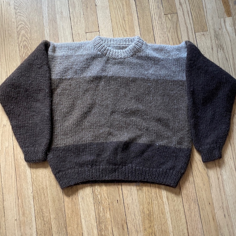 Multicolor brown wool sweater